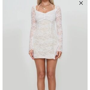 Princess Polly White Lace Long Sleeve Dress